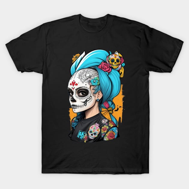 Sugar Skull Girl T-Shirt by Lunarix Designs